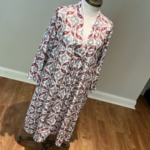 Roberta Roller Rabbit wine & cream paisley print gauze coverup dress size M/L